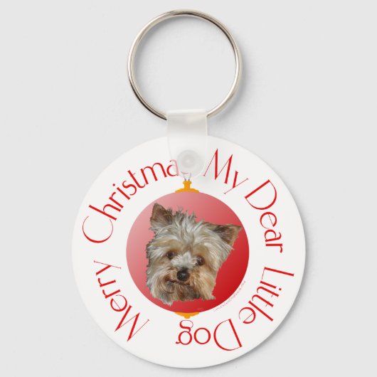 Kerst Yorkshire Terrier Sleutelhanger (Voorkant)