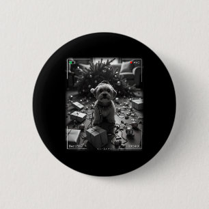 Kerst Yorkshire Terrier Vangen Op Camera Ronde Button 5,7 Cm