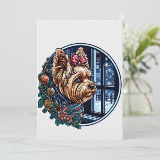 Kerst Yorky ontwerp voor iedereen. Feestdagenkaart (Staand voorkant)