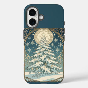 Kerst Yul Boom Met Sneeuw En Stervormige iPhone 16 Hoesje
