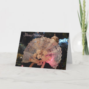 Kerst / Yule Victoriaans kant Fan Ornament Kaart