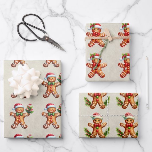 Kerst Yummy Gingerbread Cookies Inpakpapier Vel (Voorkant)