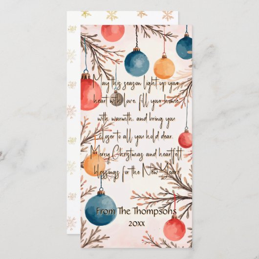 Kerst Zachte Waterverf Ornament Groet Feestdagenkaart (Voorkant / Achterkant)