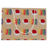 Kerst Zakelijk Logo Kerstman Hoed Kraft Groot Cadeauzakje (Achterkant)