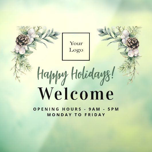 Kerst zakelijk logo welkom openingstijden raamsticker (Vel 3)