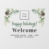 Kerst zakelijk logo welkom openingstijden raamsticker (Vel)