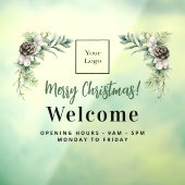 Kerst zakelijk logo welkom openingsuren raamsticker (Vel 3)