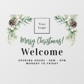 Kerst zakelijk logo welkom openingsuren raamsticker (Vel)