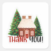 Kerst Zakelijk Vakantiehuis Bedankt Vierkante Sticker (Voorkant)