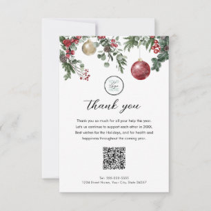 Kerst Zakelijke Dankkaart met QR-code Bedankkaart