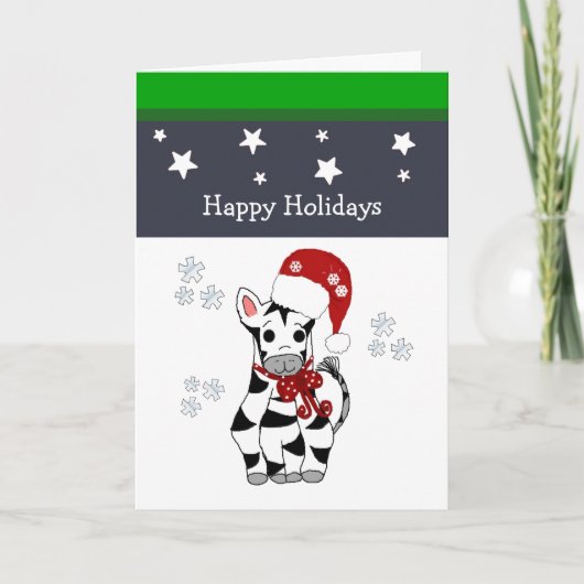 Kerst Zebra Feestdagen Kaart (Voorkant)