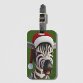 Kerst Zebra Grappig Dier Dragen Santa Hat Bagagelabel (Voorkant (verticaal))