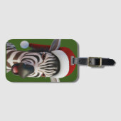 Kerst Zebra Grappig Dier Dragen Santa Hat Bagagelabel (Voorkant (horizontaal))