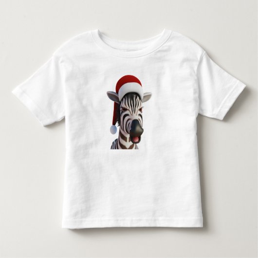 Kerst Zebra Grappig Dier Dragen Santa Hat Kinder Shirts (Voorkant)