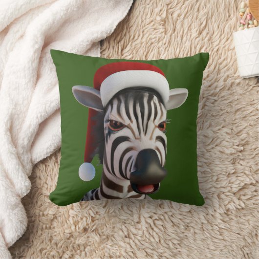 Kerst Zebra Grappig Dier Dragen Santa Hat Kussen (Deken)
