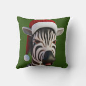 Kerst Zebra Grappig Dier Dragen Santa Hat Kussen (Achterkant)