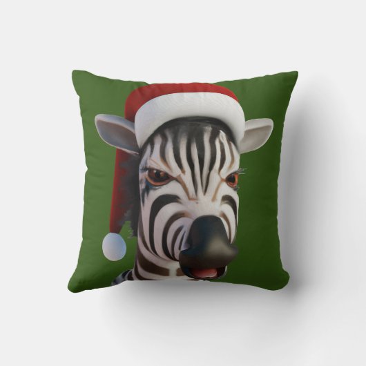 Kerst Zebra Grappig Dier Dragen Santa Hat Kussen (Achterkant)