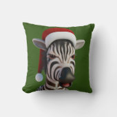 Kerst Zebra Grappig Dier Dragen Santa Hat Kussen (Voorkant)