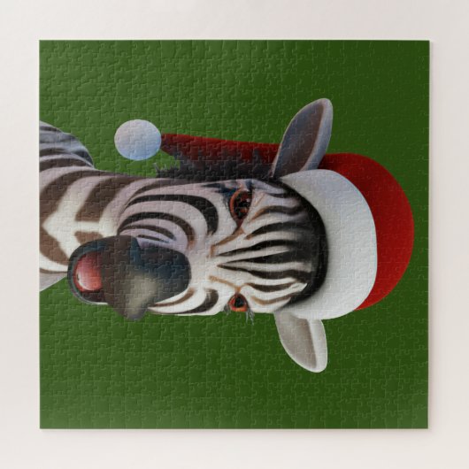 Kerst Zebra Grappig Dier Dragen Santa Hat Legpuzzel (Horizontaal)