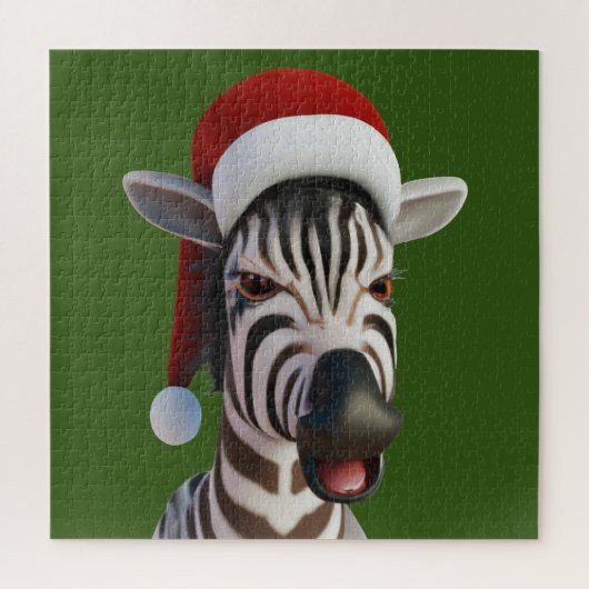 Kerst Zebra Grappig Dier Dragen Santa Hat Legpuzzel (Verticaal)