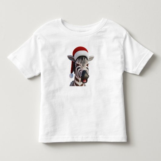 Kerst Zebra Grappig Dier met Kerstman Hoed Kinder Shirts (Voorkant)
