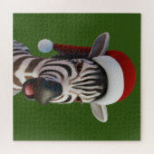 Kerst Zebra Grappig Dier met Kerstman Hoed Legpuzzel (Horizontaal)