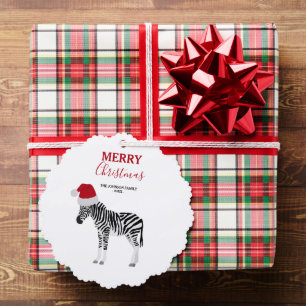 Kerst Zebra Grappig Dier met Santa Hat Gift Ornament Kaart