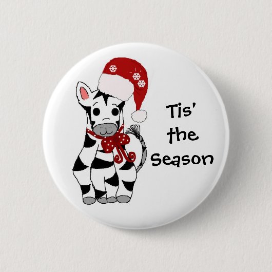 Kerst Zebra Ronde Button 5,7 Cm (Voorkant)