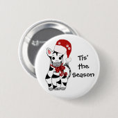 Kerst Zebra Ronde Button 5,7 Cm (Voorkant /achterkant)