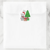 Kerst Zebra Ronde Sticker (Tas)