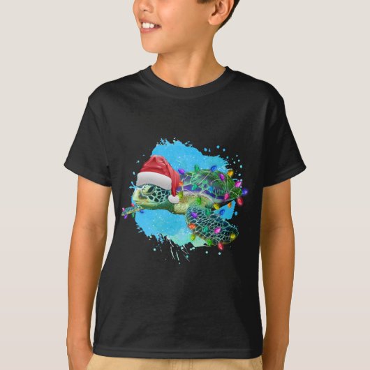 Kerst Zee schildpad met kerstmuts en kerst T-shirt (Voorkant)