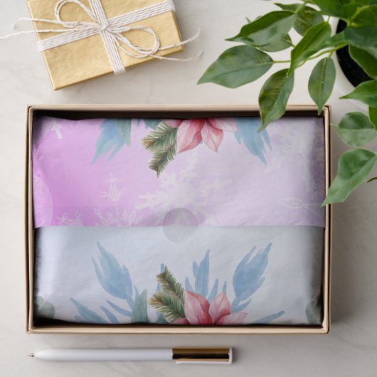 Kerst Zee Schildpad & Waterverf Bloemen Tissuepapier (Geschenk)