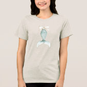 Kerst Zeemeermin Crème Boog Tri-Blend Shirt (Voorkant)