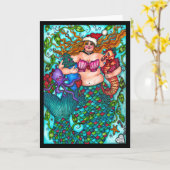 Kerst Zeemeermin Kaart (Gele Bloem)