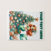 Kerst Zeemeermin Kinder Puzzel – gepersonaliseerd  Legpuzzel (Horizontaal)