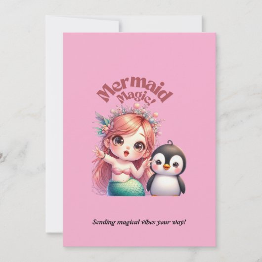 Kerst Zeemeermin Magic Kaart met Pinguïn Fun (Voorkant)