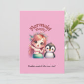 Kerst Zeemeermin Magic Kaart met Pinguïn Fun (Staand voorkant)