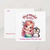 Kerst Zeemeermin Magic Kaart met Pinguïn Fun (Voorkant / Achterkant)