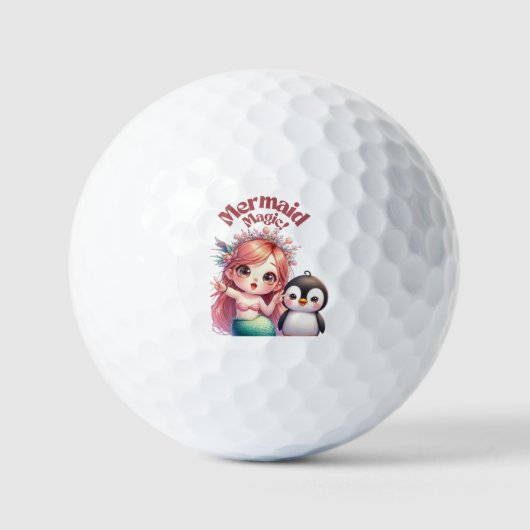 Kerst Zeemeermin Magic Kaart met Pinguïn Fun Golfballen (Voorkant)