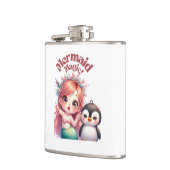 Kerst Zeemeermin Magic Kaart met Pinguïn Fun Heupfles (Links)