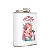 Kerst Zeemeermin Magic Kaart met Pinguïn Fun Heupfles (Rechts)