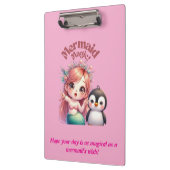 Kerst Zeemeermin Magic Kaart met Pinguïn Fun Klembord (Links)