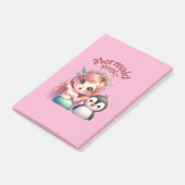 Kerst Zeemeermin Magic Kaart met Pinguïn Fun Post-it® Notes (Schuin)