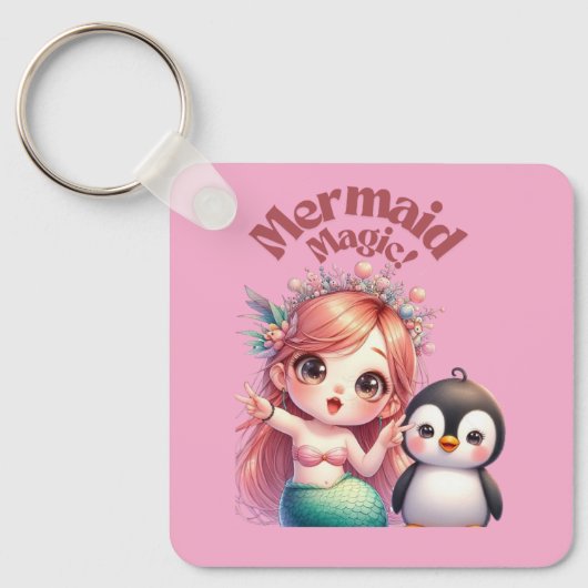 Kerst Zeemeermin Magic Kaart met Pinguïn Fun Sleutelhanger (Voorkant)
