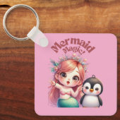 Kerst Zeemeermin Magic Kaart met Pinguïn Fun Sleutelhanger (Voorkant)