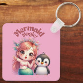 Kerst Zeemeermin Magic Kaart met Pinguïn Fun Sleutelhanger (Achterkant)