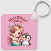 Kerst Zeemeermin Magic Kaart met Pinguïn Fun Sleutelhanger (Achterkant)