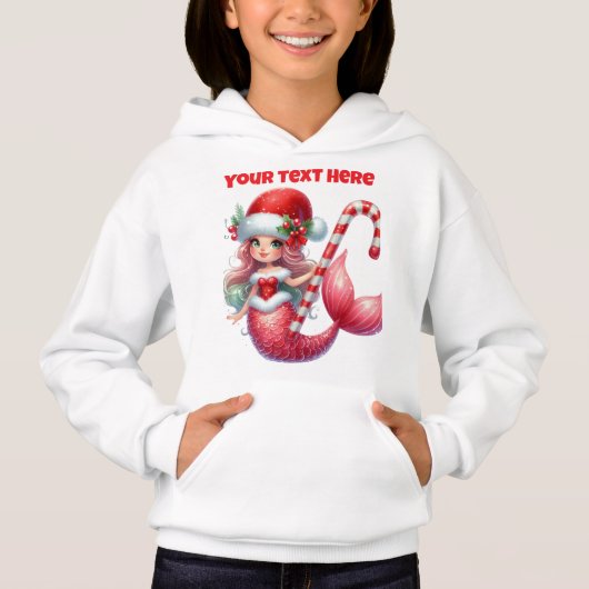 Kerst Zeemeermin Meisjes Hoodie (Voorkant)