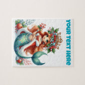 Kerst Zeemeermin Puzzel – Bewerkbare tekst Legpuzzel (Horizontaal)