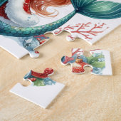 Kerst Zeemeermin Puzzel – Bewerkbare tekst Legpuzzel (Zijkant)